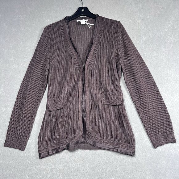 les copains Sweaters - Vintage Les Copains Cardigan Womens Size 46 Brown Knit Cardigan Long Sleeve